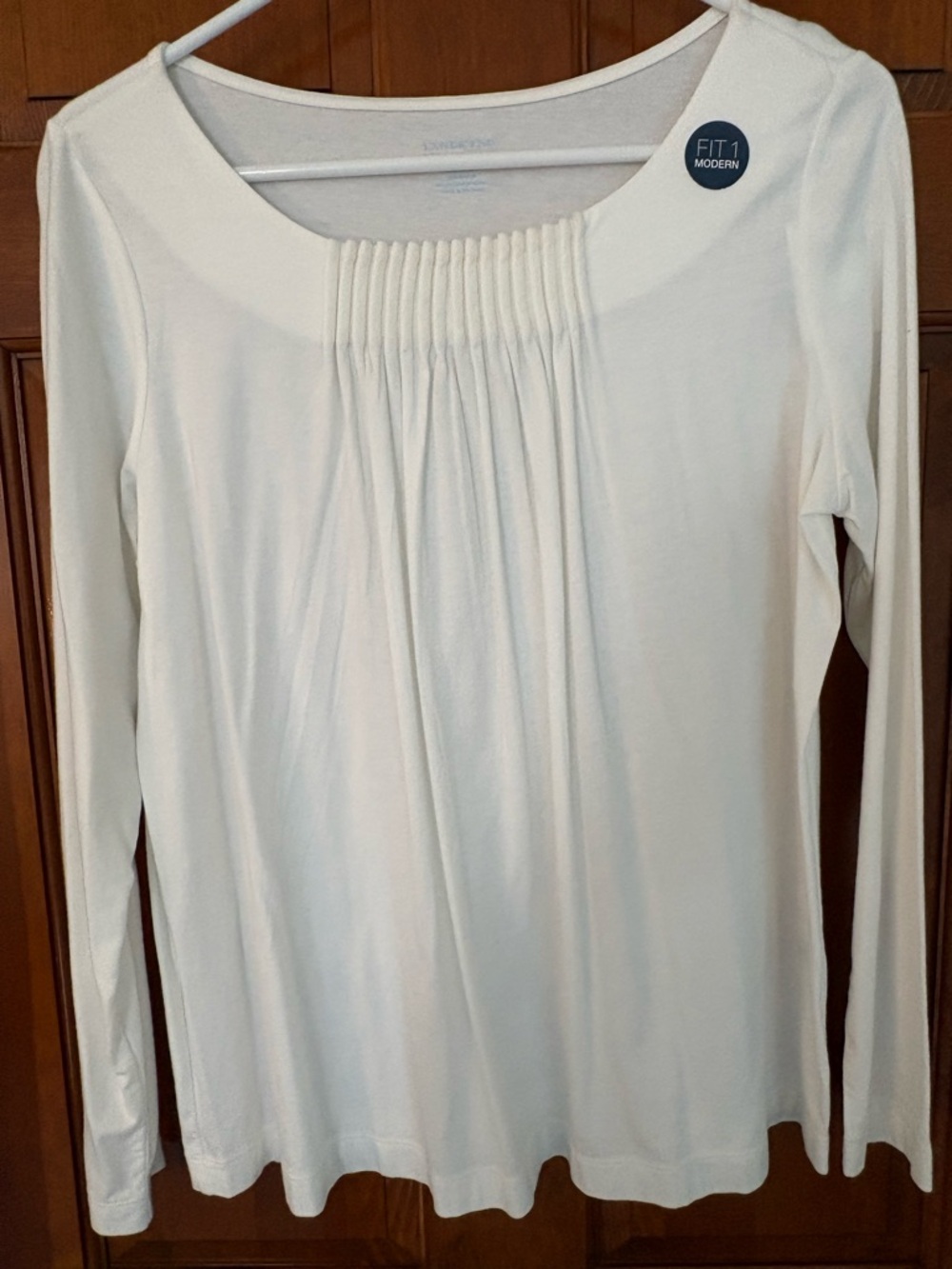 Lands End White Women's Long-Sleeve Pleated Tunic NWT Petite Medium